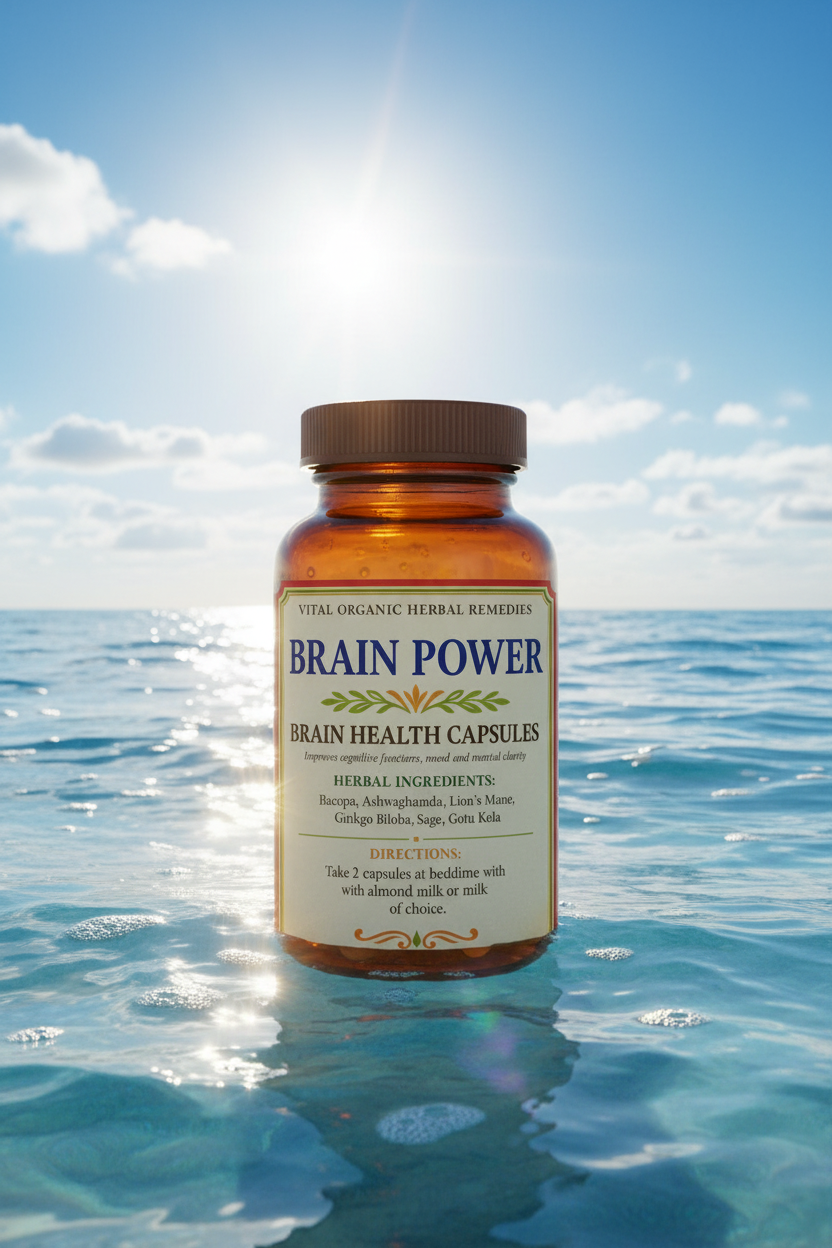 Brain Power Bottle - Bright Blue Sky Ocean